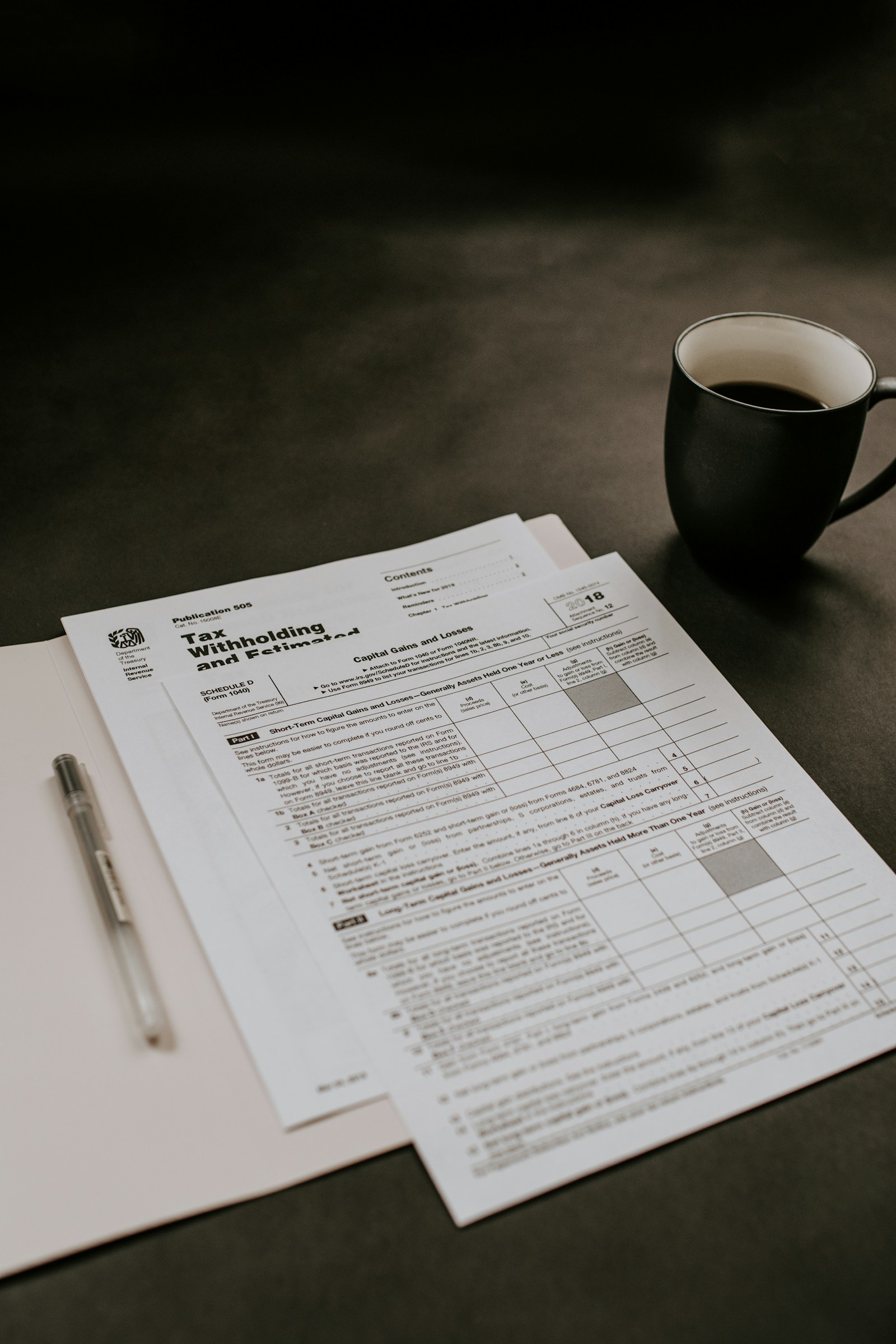 Financial documents and coffee